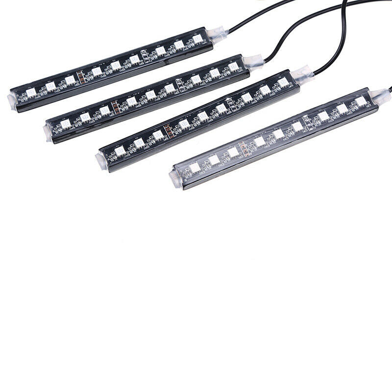 4Pcs 9 LED LED Strip Colorful Light Waterproof Remote Control For Car Truck