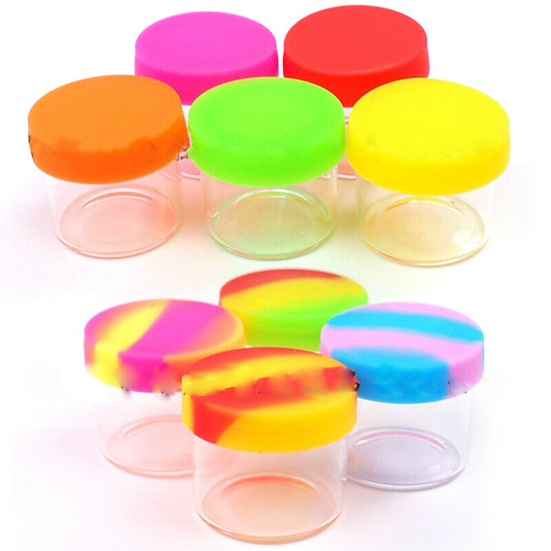 6ML Silicone Container Jar Glass Wax Oil Storage Lid Non-stick Mixed Col.l8