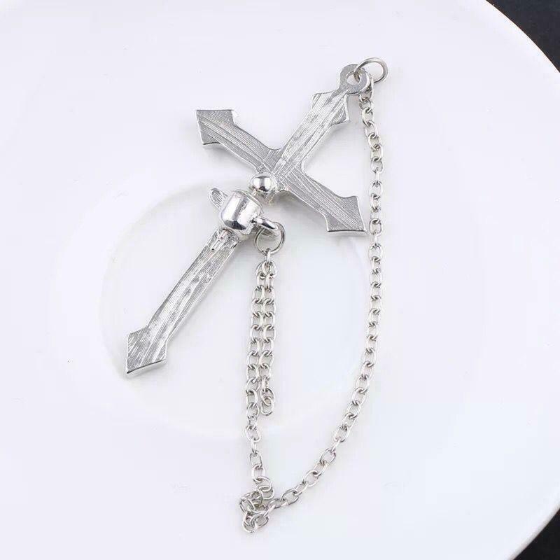 1Pc Punk Hip Hop Jewelry Spike Cross Ear Cuff Wrap Long Chain Piercing Earring