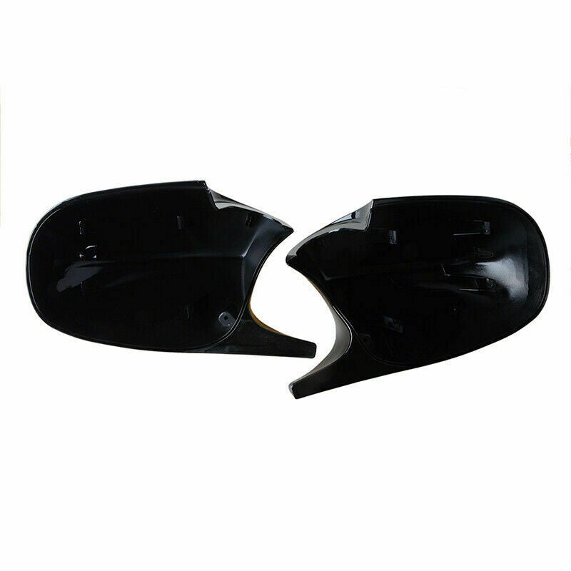 Pair Gloss Black Rearview Side Mirror Cover Fit For BMW E90 E91 LCI Replace