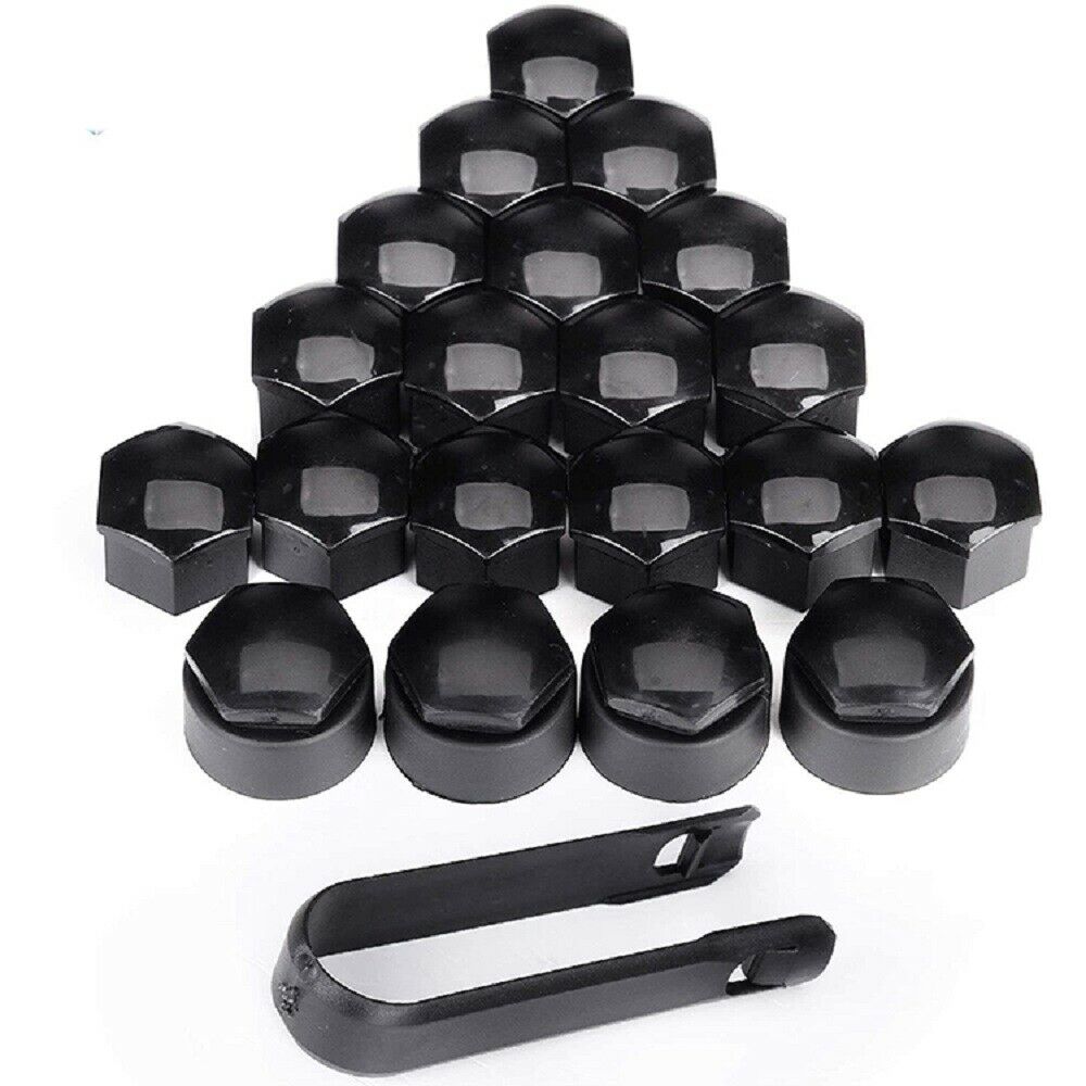 Black Lug Nut Covers Auto Car Wheel Rim Tire Bolt Center Caps 20pcs 19mm
