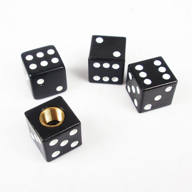 Cool 4X Black Dice Tire air Valve Stem Caps Car Truck Bike ATV Wheel Rims JH SJ