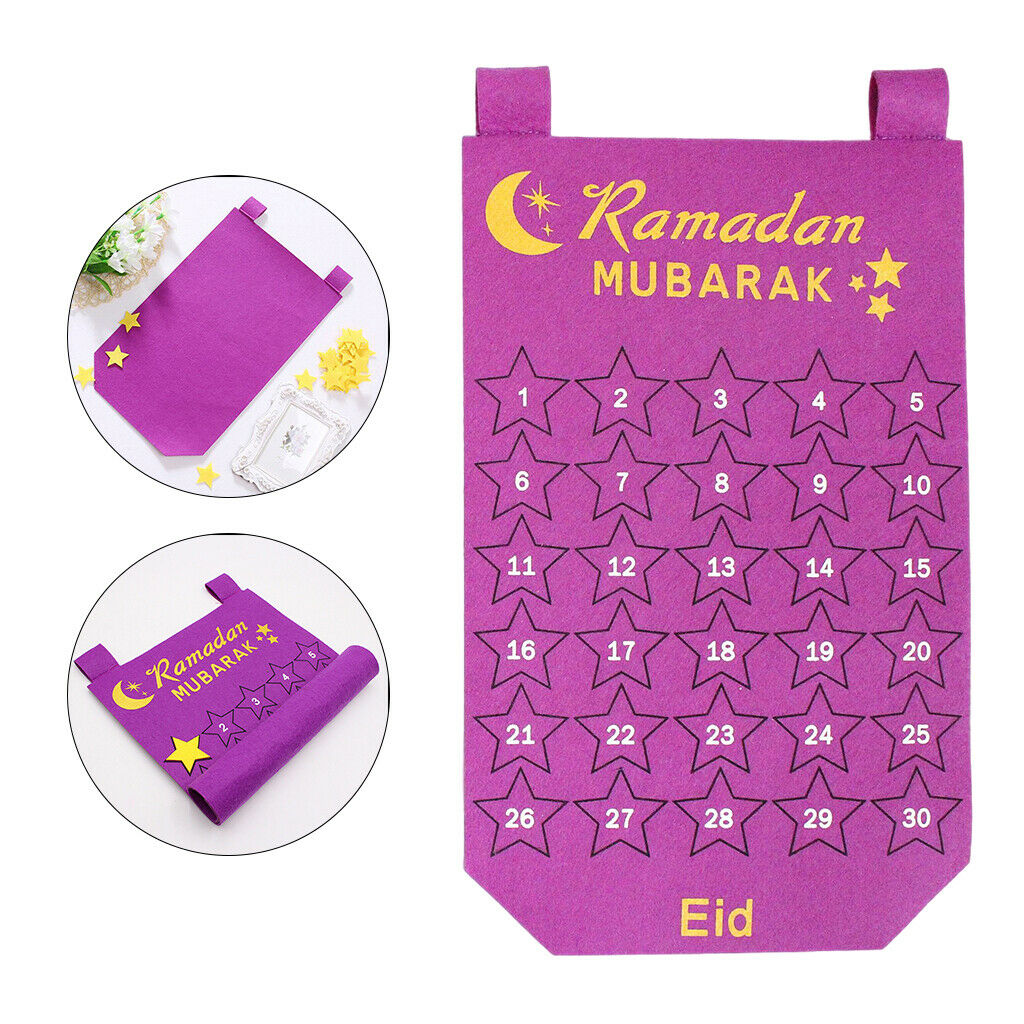 Eid Mubarak Advent Calendar Ramadan Decoration Supplies Gift Purple