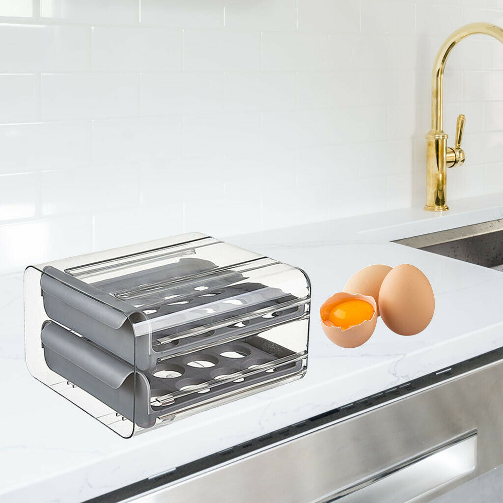 Drawer Type Egg Holder for Refrigerator Egg Storage with Lids Holds 32 Eggs