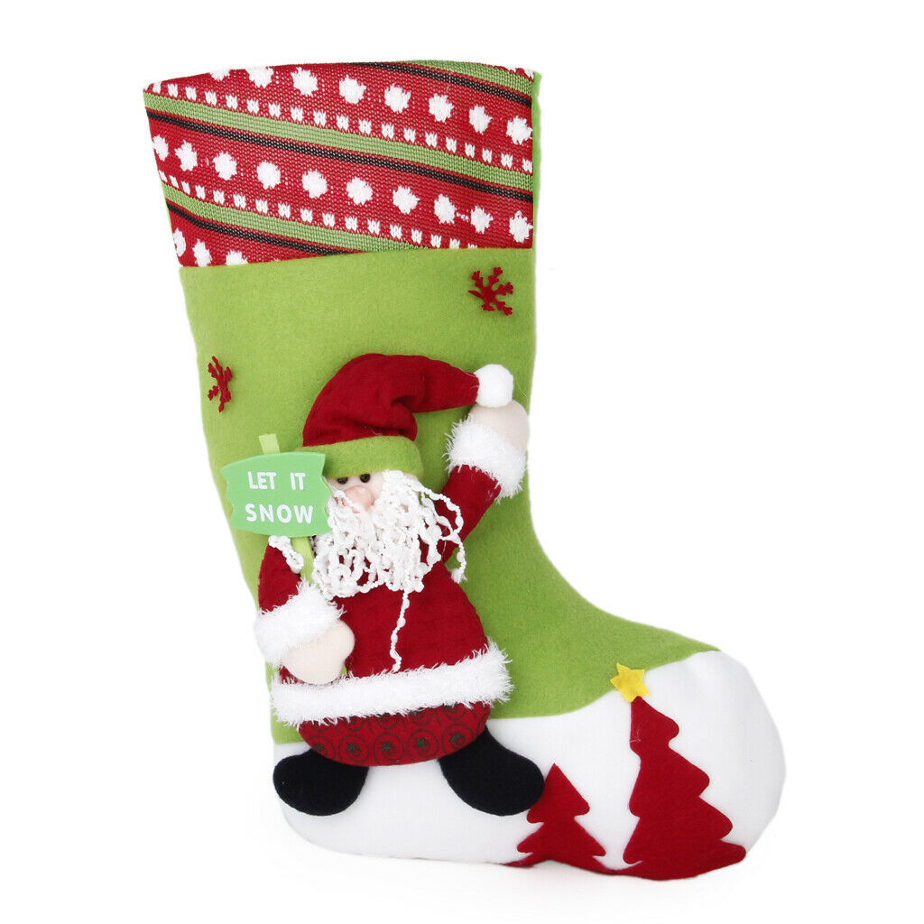 Xmas Holiday Stocking Santa Claus Gift Bag Hanging Sock Indoor