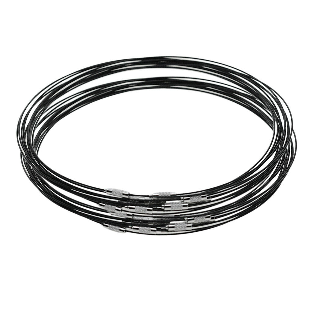 20Pack Black Stainless Steel Wire Cord Necklace