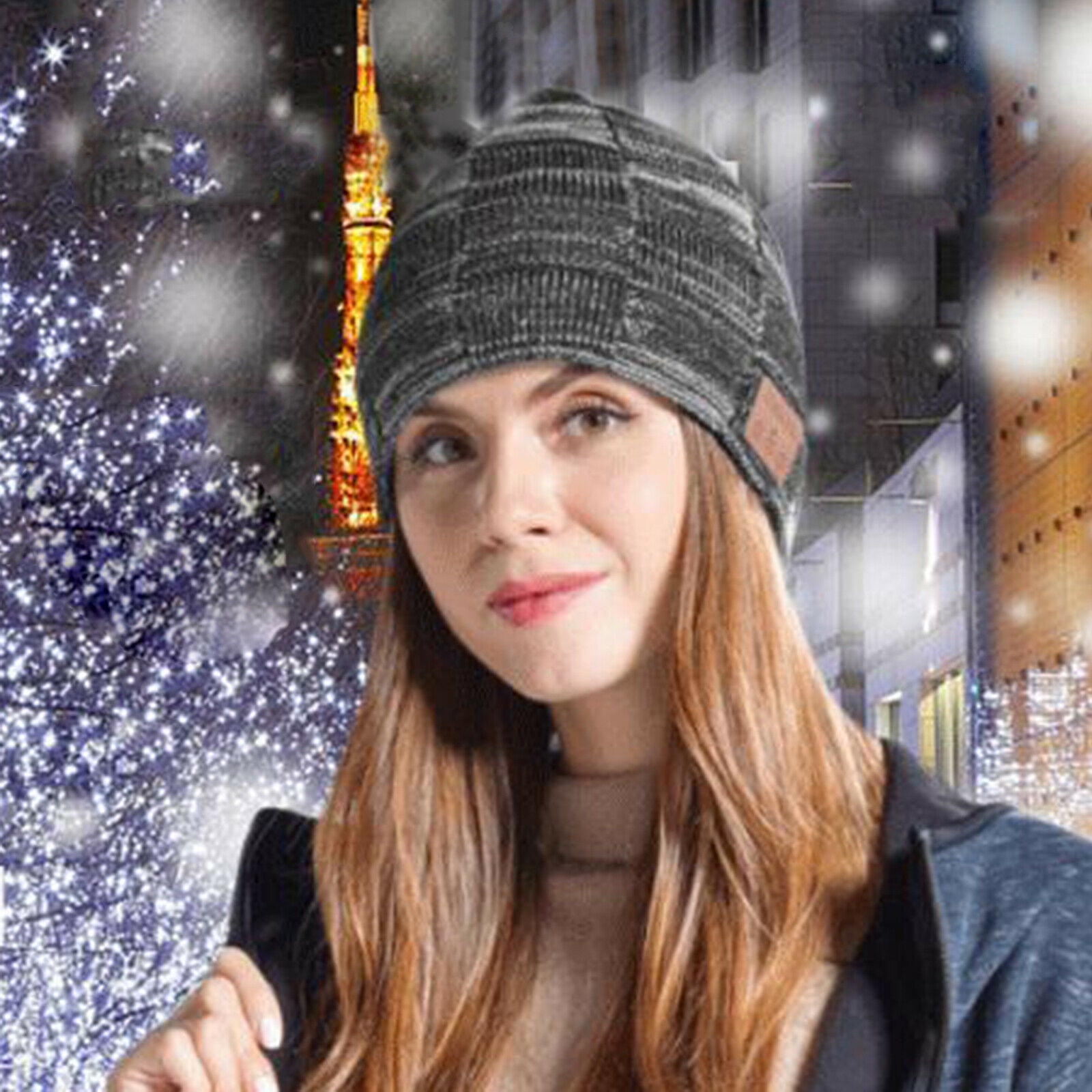 Bluetooth Knitted Beanie Warm Music Knitting Hat Stereo Headphones Headset