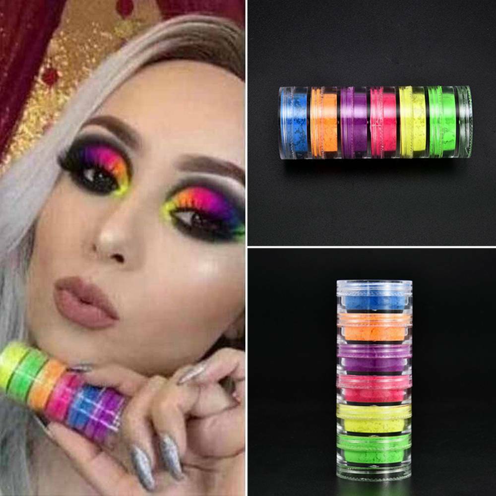 6COLOR Lasting Shimmer Eyeshadow Pigment Matte Eyeshadow Neon Nail Art Powder