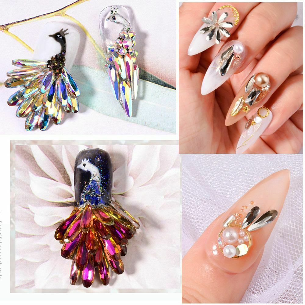 Nail Art Decorations Diamond Waterdrop White AB Nail Stones Nail Rhinestones