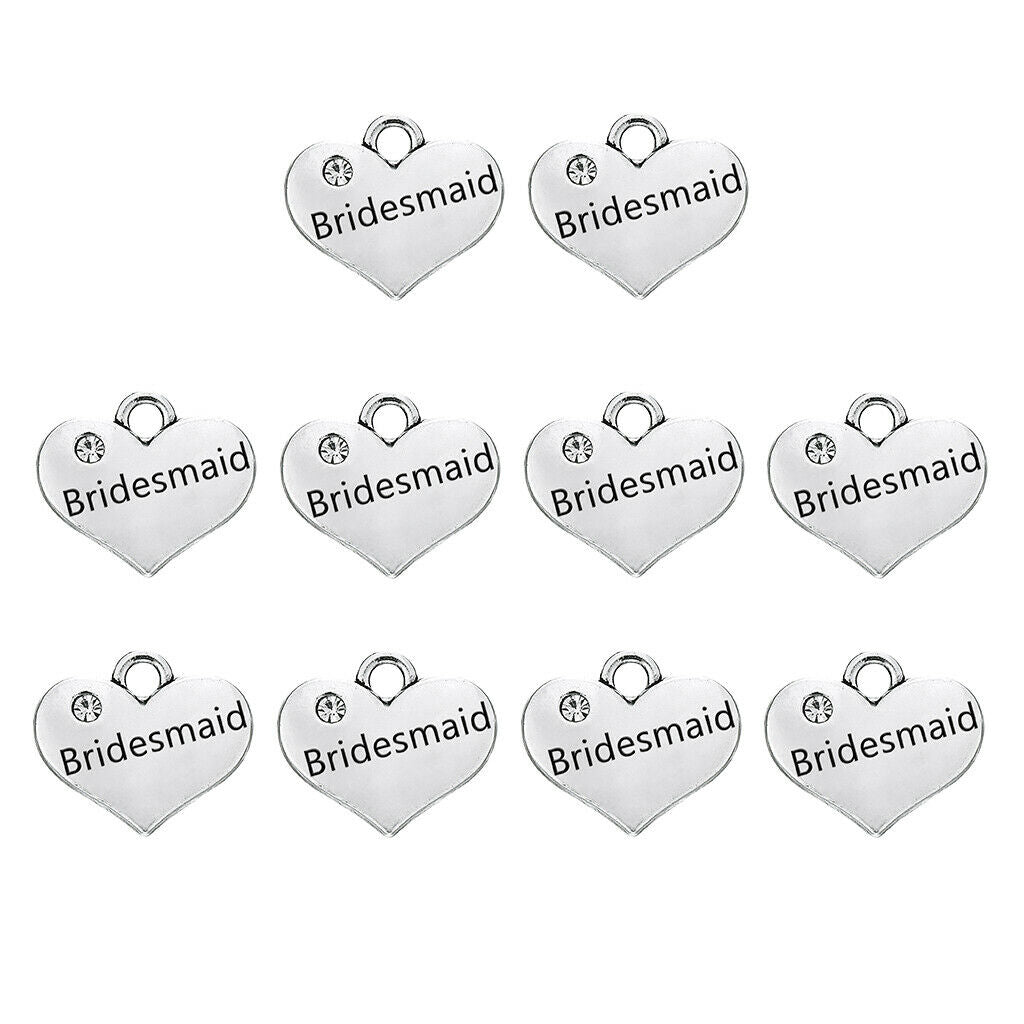 10pcs Crystal Heart Charm Bracelet Necklace Pendant Beads for Jewelry Making