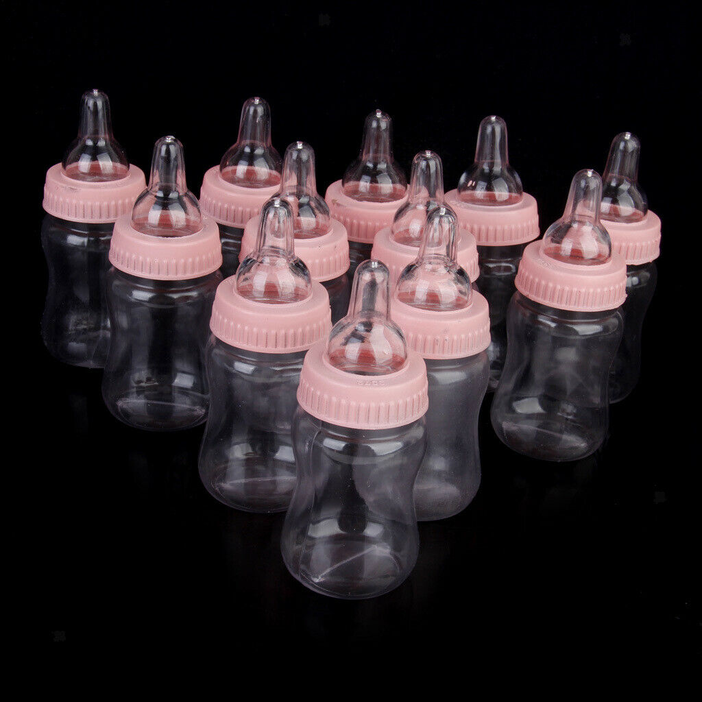 12x Small Feeding Bottle Christening Baby Shower Favors Party Decor Pink