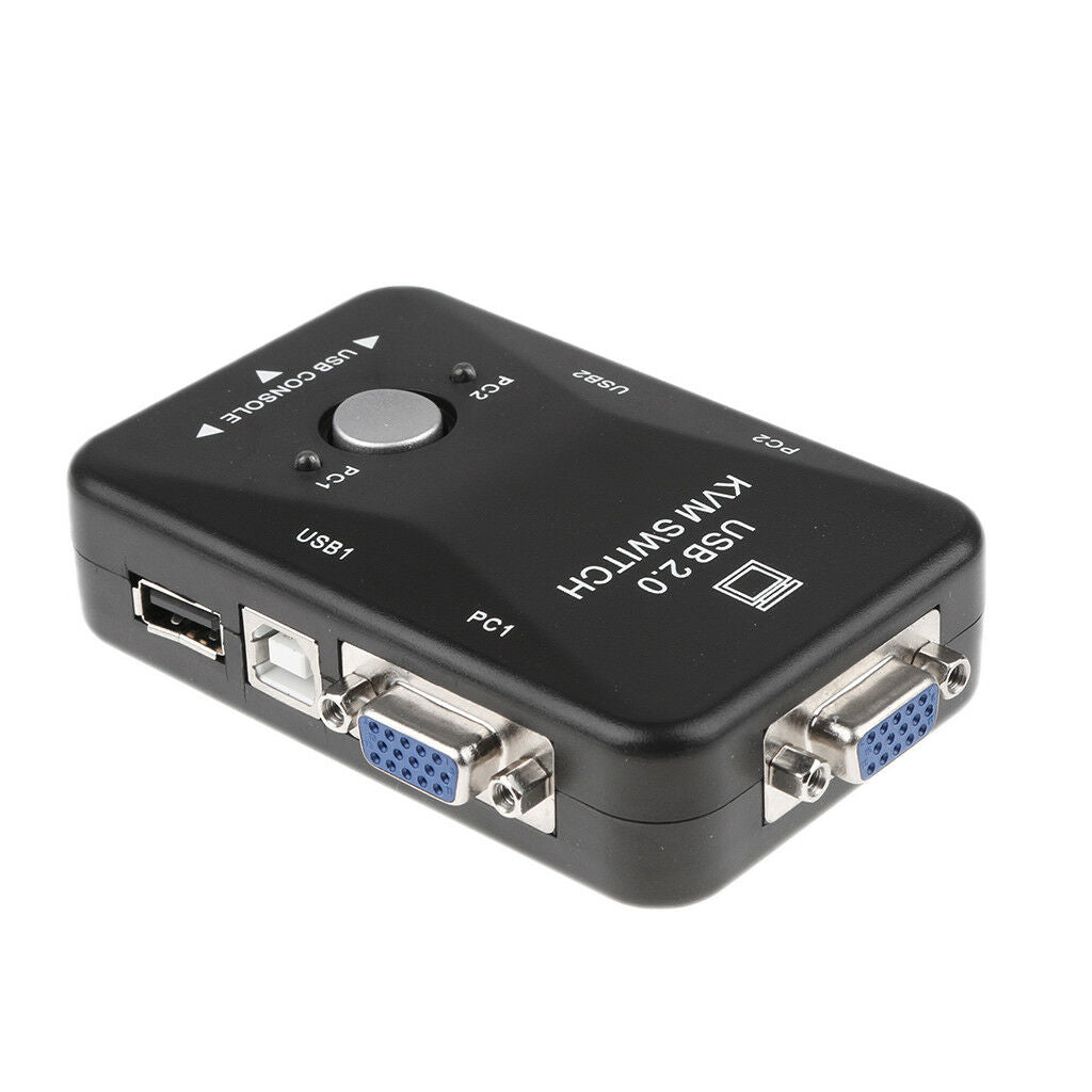 USB2.0 2-Port KVM Switcher Switch Box Mouse / Keyboard / VGA Video Monitor