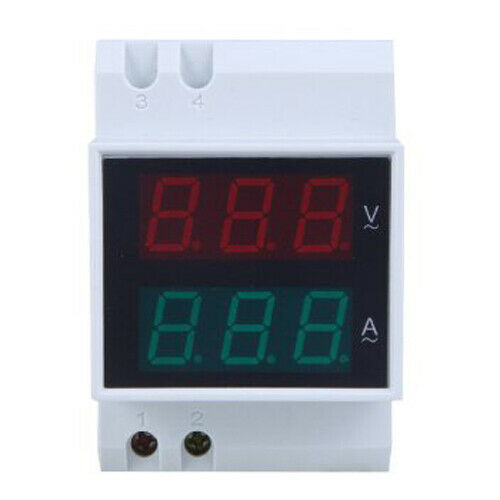 Digital Din-Rail LED Voltage Ammeter Current Meter Voltmeter AC80-300V 0.2-99.Q4