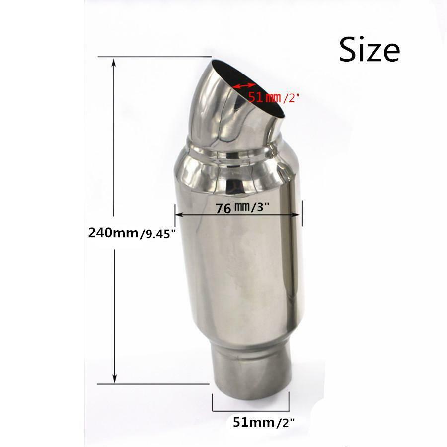 Inlet 2" to Outlet 2" Car Truck Exhaust Muffler Resonator Pipe Stainless Steel