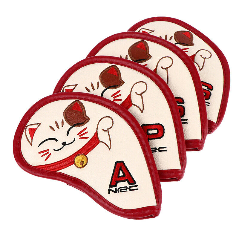 Lucky Cat Golf Iron Headcover Embroidery PU Cute Animal Golf Iron Club CoverBDA