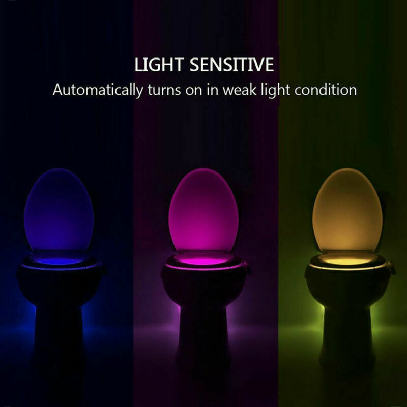 Home 8 Colors USB Rechargeable LED Toilet Bowl Night Light Body Motion Sensor