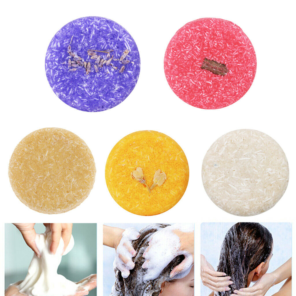 5Pcs Organic Handmade Solid Shampoo Soap Bar Hair Darkening for Dry Hair