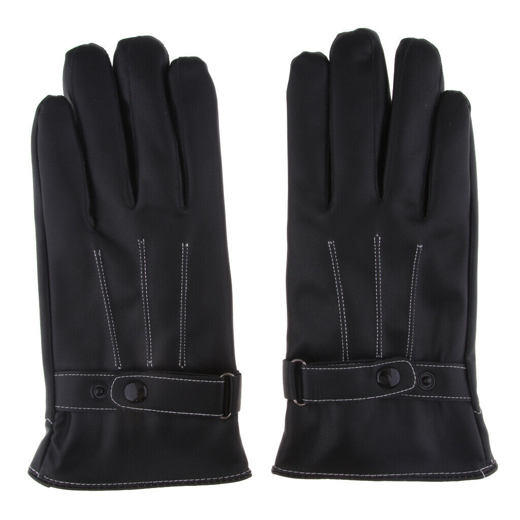 Motorcycle Riding PU Leather Full Finger Warmer Touch Screen Gloves