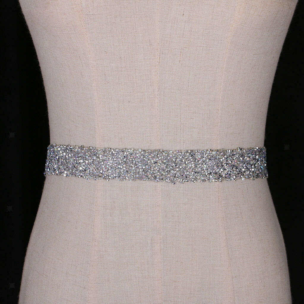1 Yard Crystal Rhinestone Beaded Applique Trim Iron on Bridal Costume Crafts