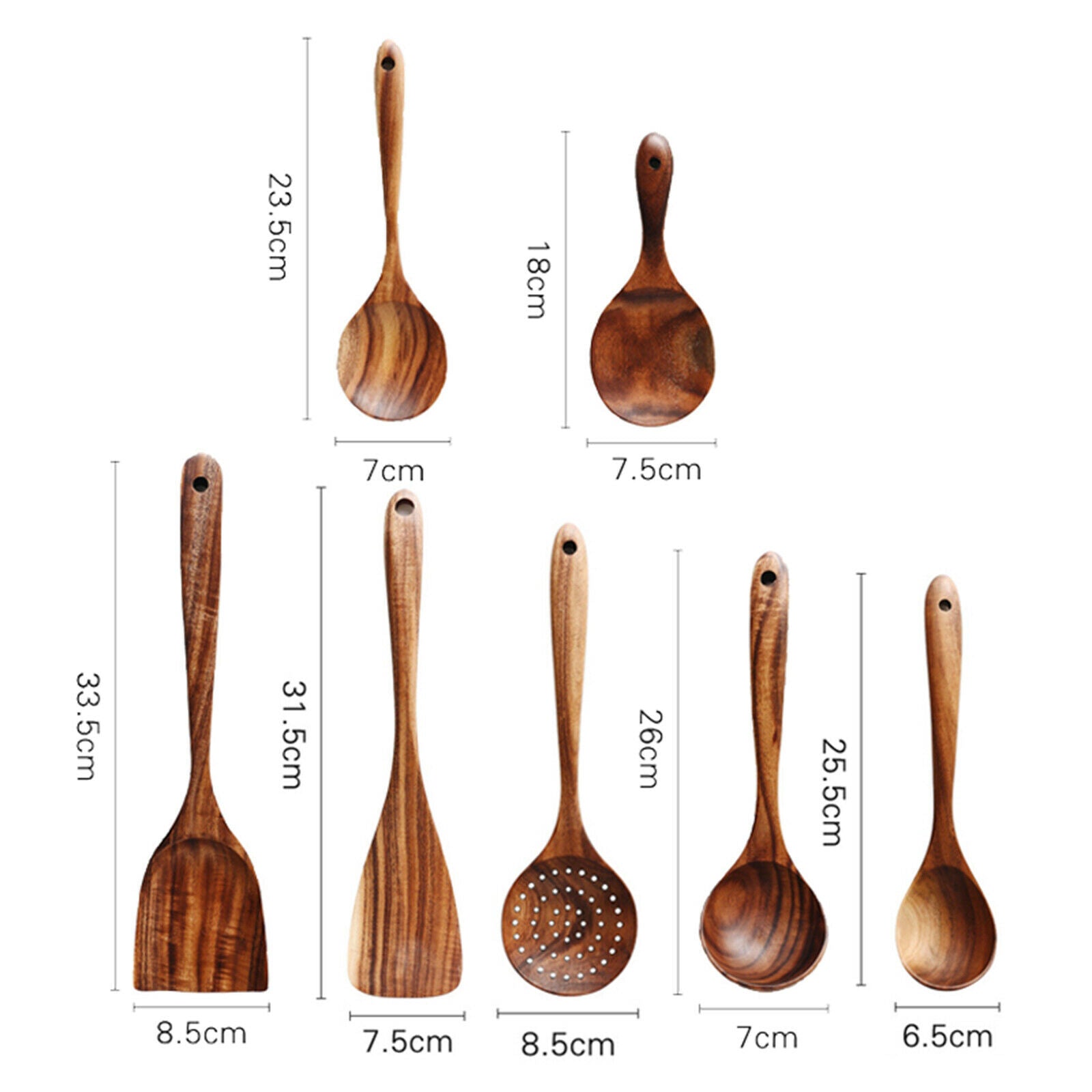 7pcs Kitchen Utensil Set Spoon Scoop Spatula with Wood Handle Gift