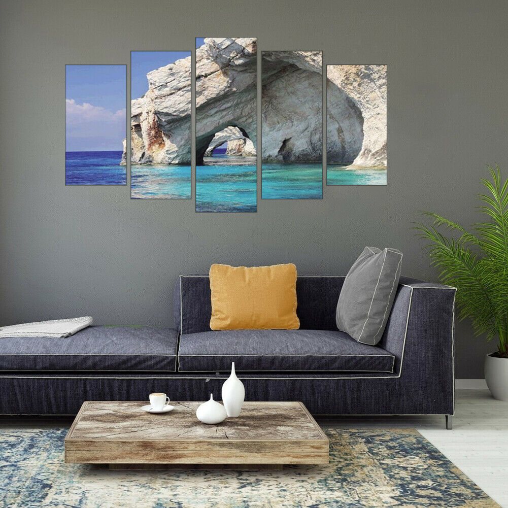 5pcs 5D DIY Full Drill Diamond Painting Seaside Cross Stitch Kit Home Decor @