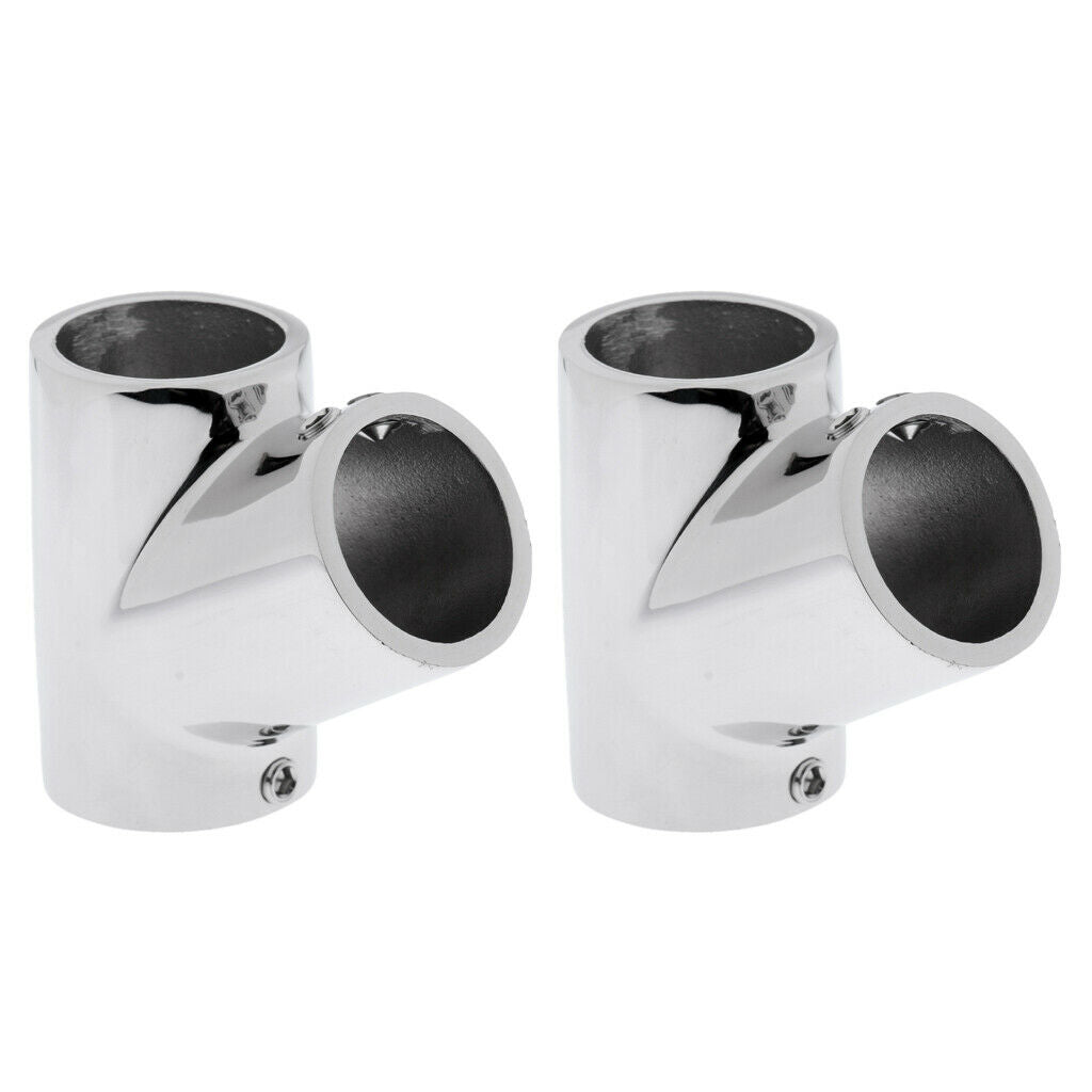 2x Stainless Steel Boat Hand Rail 60 Degree Tee Fittings Hardware 1" Tube