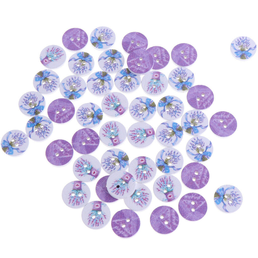 50pcs Lavender Wooden Buttons Round Sewing Buttons DIY Craft Supplies 15mm