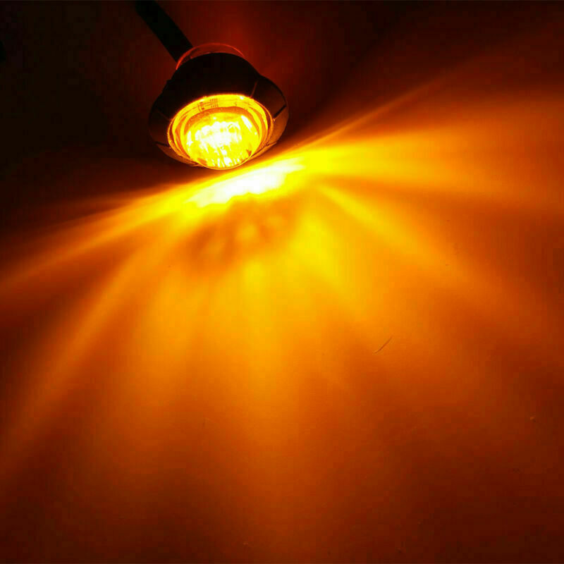 50X Mini 3/4" Round LED Side Marker Bullet Light For Truck Trailer Bus Amber 12V