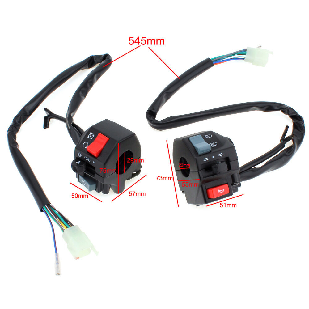 1 Pair Motorcycle 7/8 inch Motorcycle Handlebar On/Off Switch 12V Left & Right