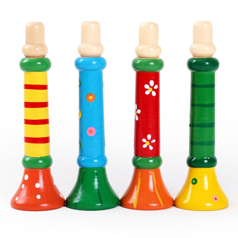 Hot Selling Baby Kid Wooden Musical Instrument Trumpet Hooter Bugle Suona .l8