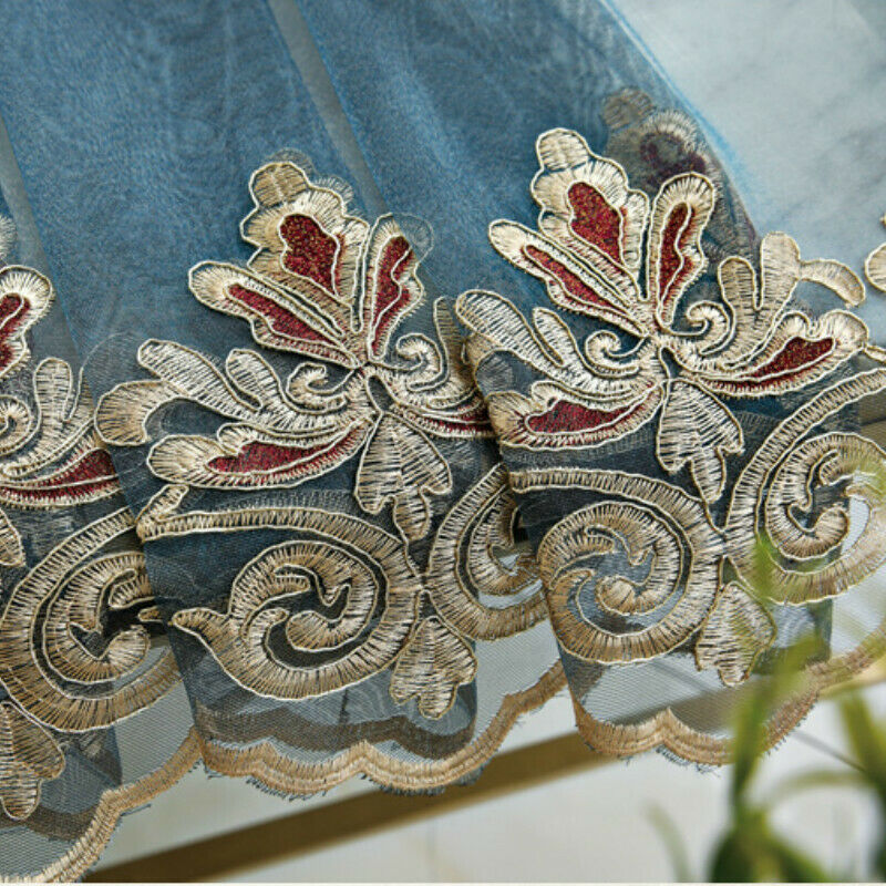 Embroidered Lace Tulle Curtain Fabric Window Sheer Voile Drape Semi-finished New