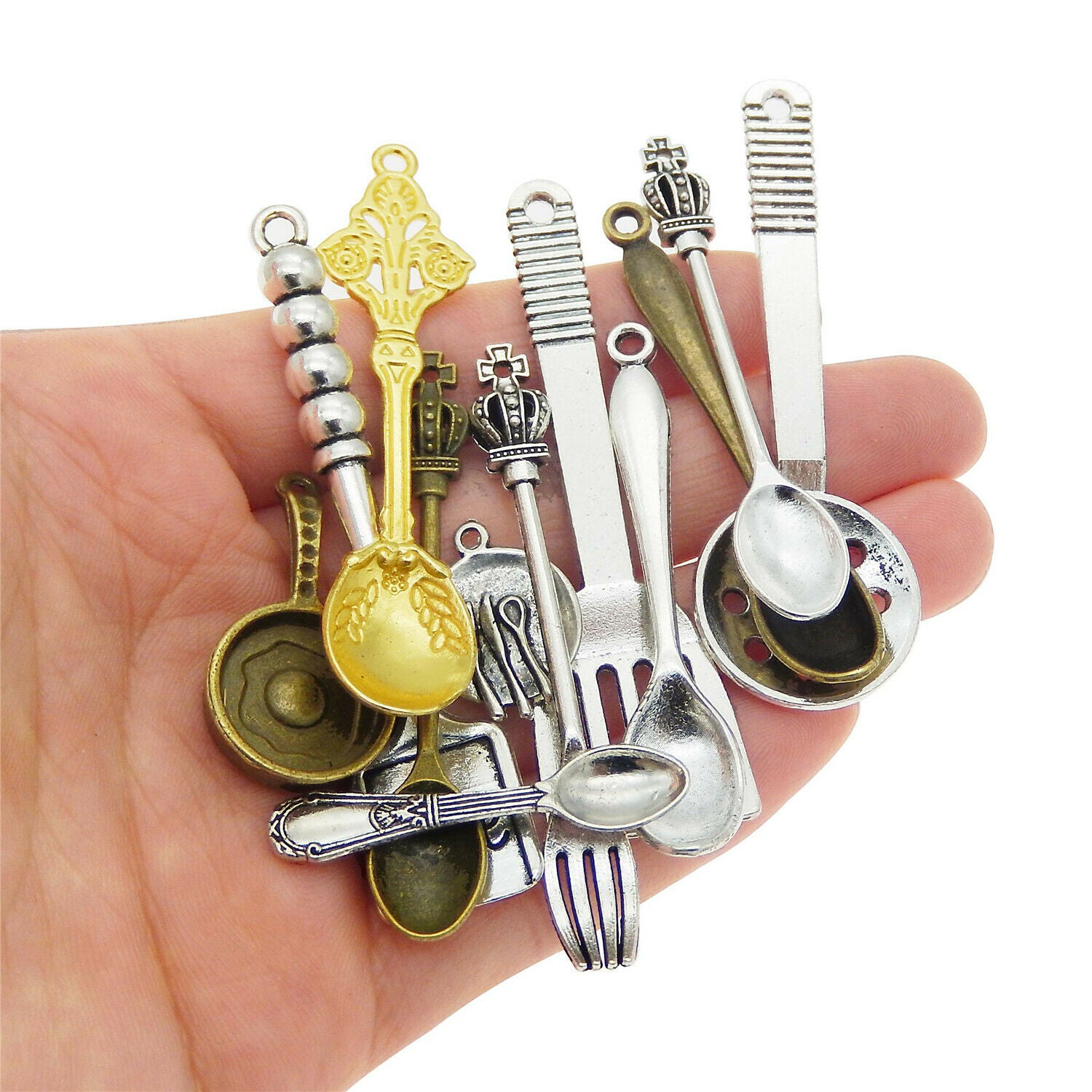 12pcs/Set Alloy Multi-colors Assorted Tableware Cookware Pendants Charms Jewelry