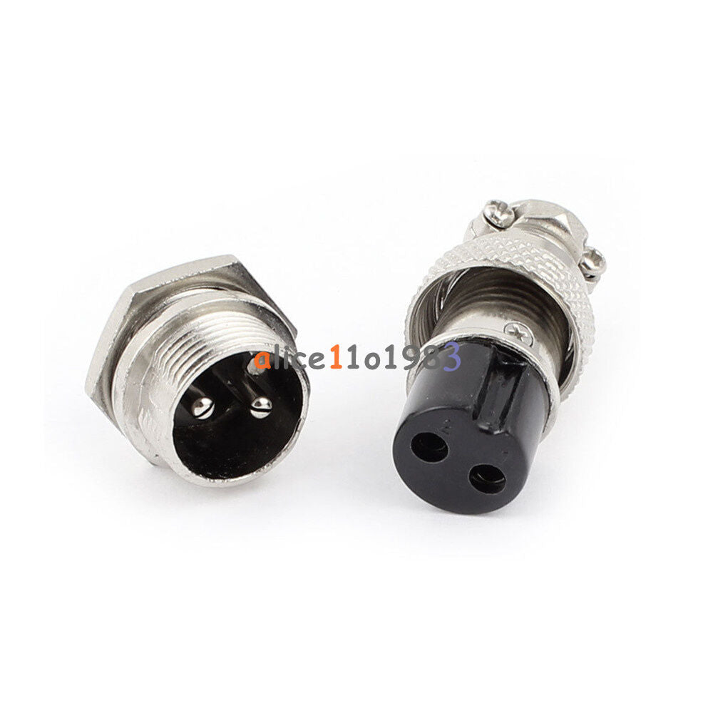 1Pair 16MM GX16-2Pin Aviation Plug Male Female Panel Chassis Metal Connector