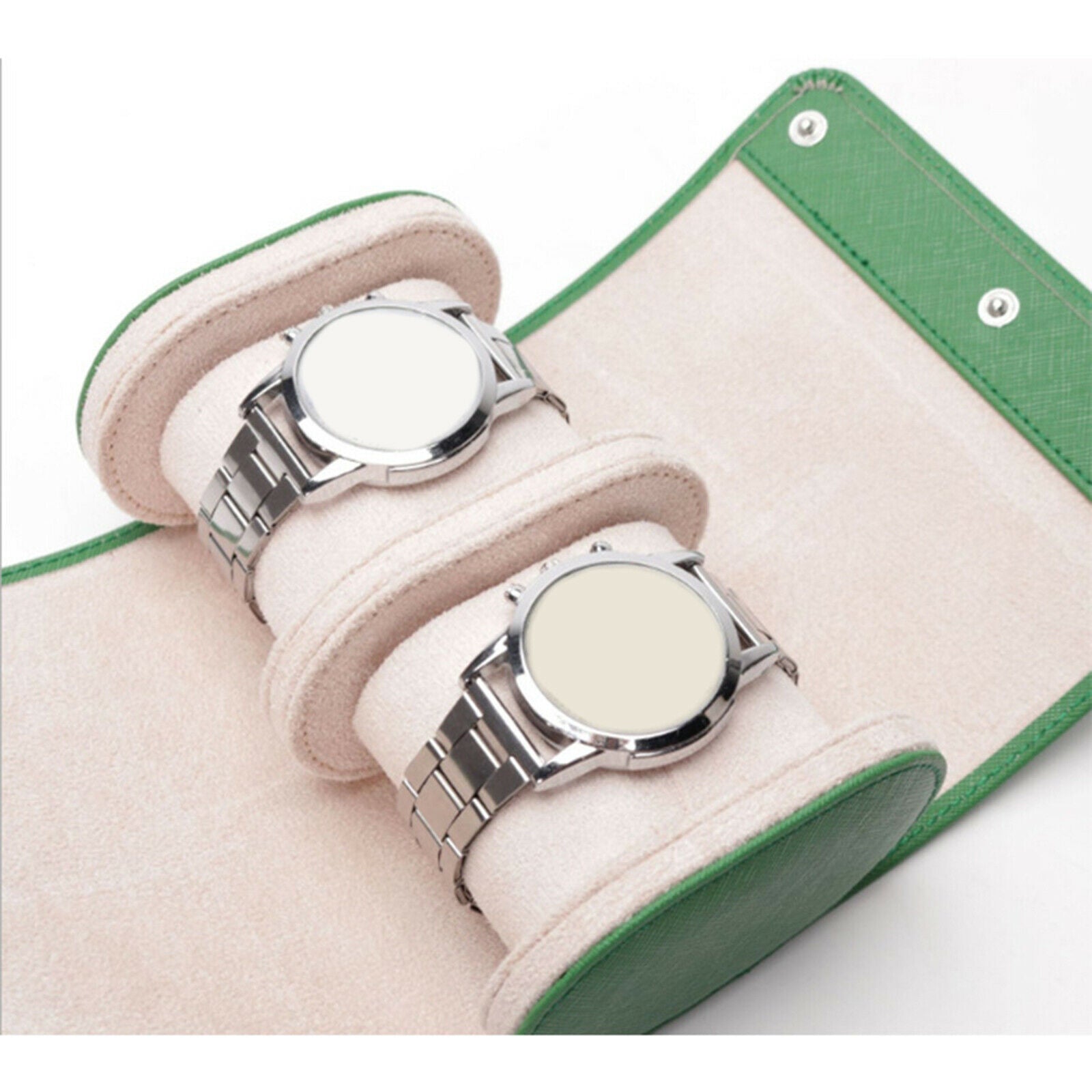 Men Portable Double Watch Roll Case PU Display Box Jewelry Organizers Holder