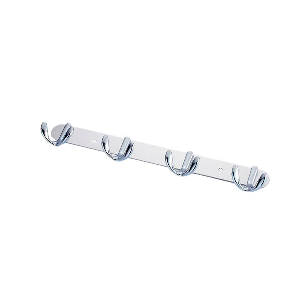 Chrome Double-deck 4 Hook Wall Hanger Coat Hat Towel Rack Bathroom Bedroom
