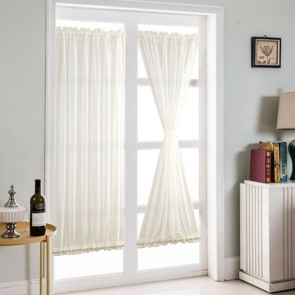 2cs White 137x183cm French Door Curtains Blackout Light Reducing Tie Back