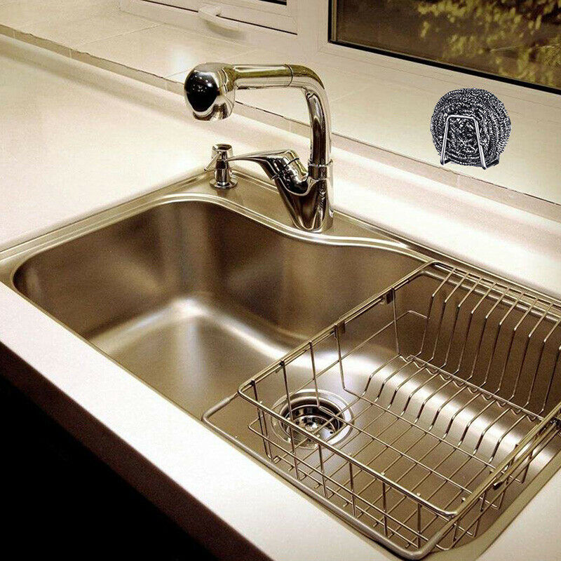 Kitchen Dishwashing Stainless Brush Holder Clip Sponge Drainer Drying Rack J TL