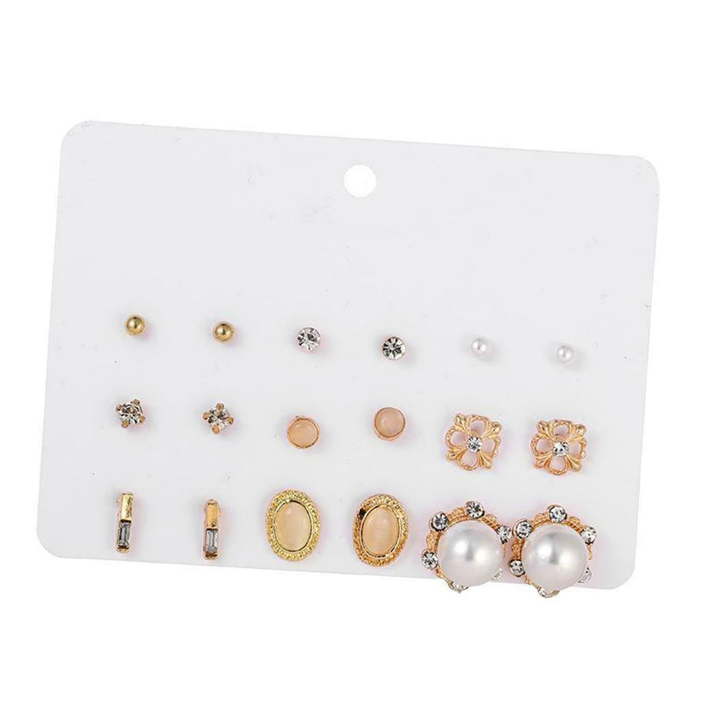 9 Pairs Simple Women Earrings Stud Multiple Stud Earrings Set Mixed Color