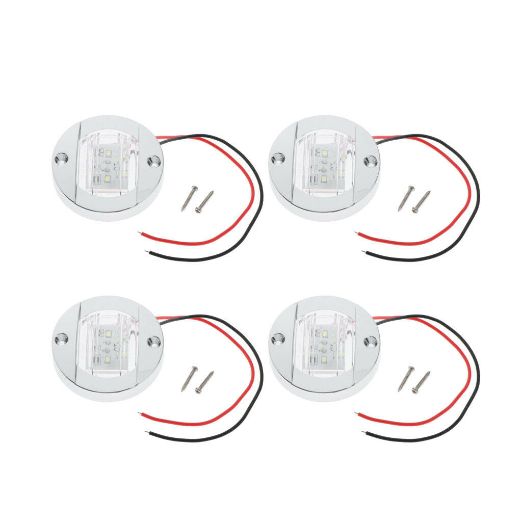 4Pcs Boat LED Stern Lights Anchor Lamps 12V 3" Chrome Clear Lens 6-2835-SMD