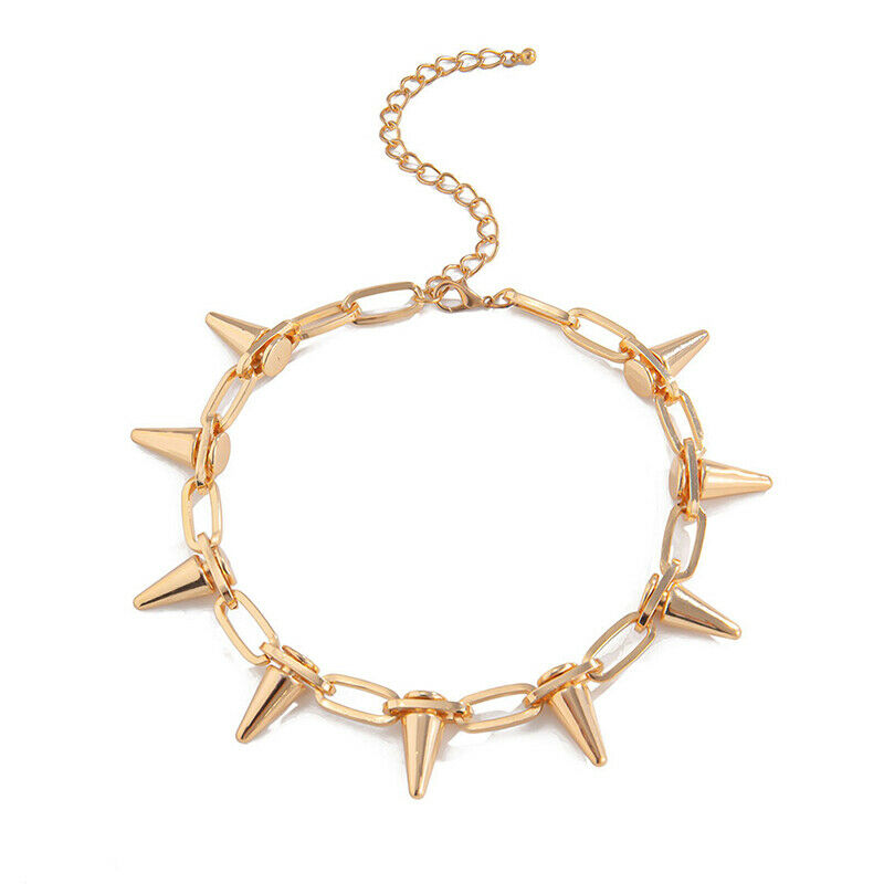 Fashion Punk Spike Rivet Gothic Choker Necklace Women Men Jewelry Gi.l8