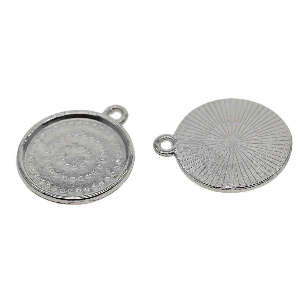 50x 18mm Round Pendant Blank Cabochon Base Setting Trays DIY