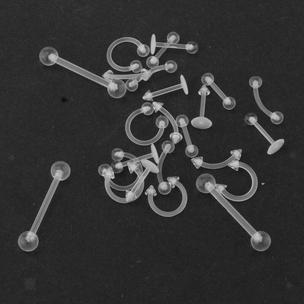 24pcs Eyebrow Navel Belly Lip Tongue Nose Body Piercing Jewelry Bar
