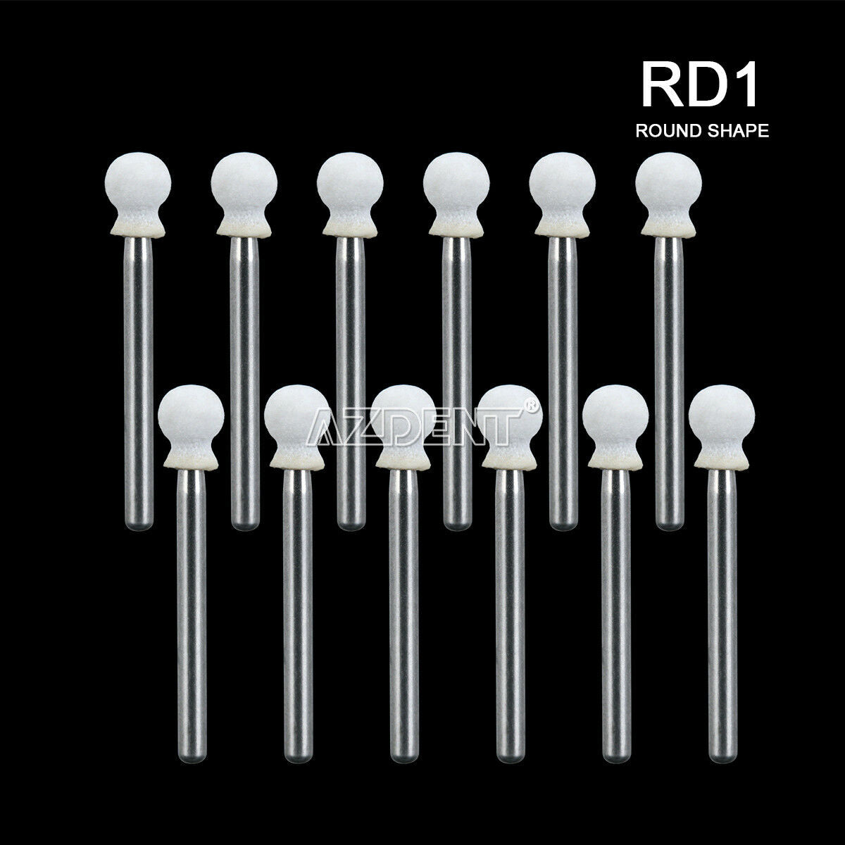 10X Dental Polishing FG Burs Abrasion Round Aluminum Oxide White Stone 12pcs/box