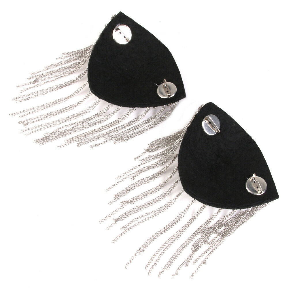 Pair of Rivet Tassel Epaulette Shoulder Board Mark Brooch Costume Gothic Punk