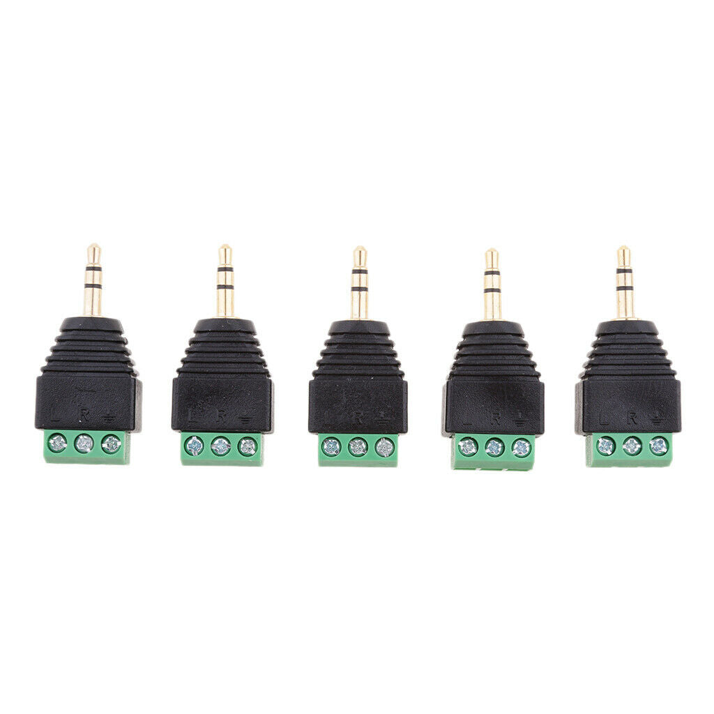 5x 3 Pole 3.5mm Screw Male to 3 Pin Female Video Balun Adapter for Earphone