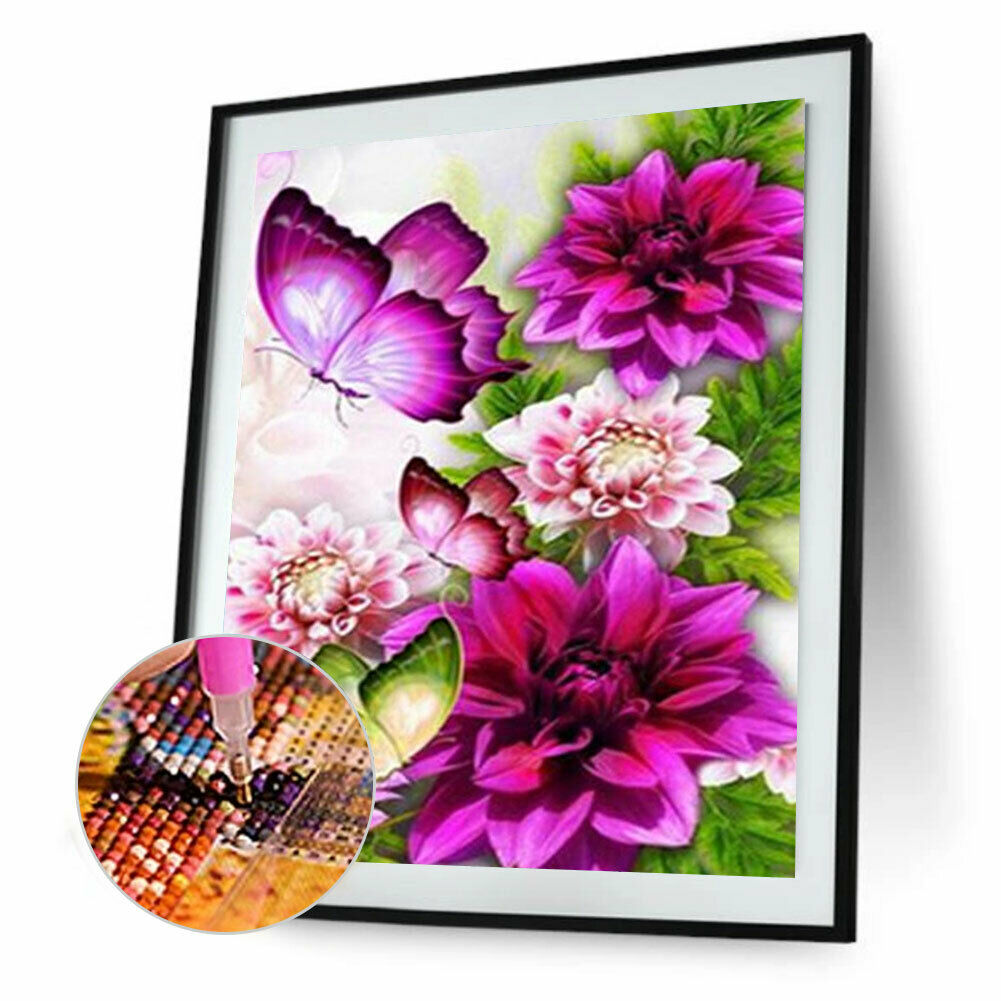DIY Full Drill Round Diamond Painting Butterfly Embroidery Kits Needlework  @