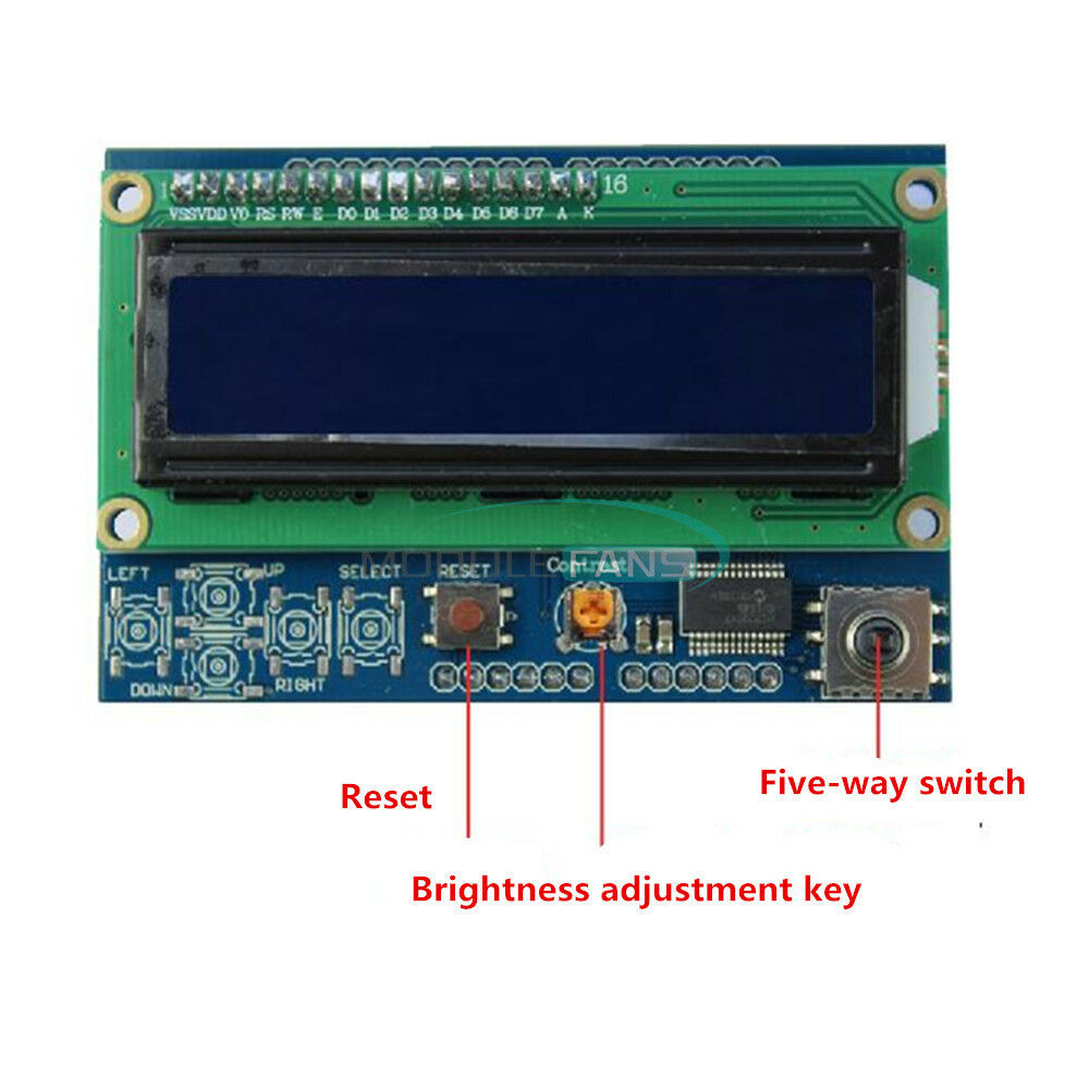 1602 LCD Shiled IIC I2C MCP23017 5 keypad Adjustable For Arduino Raspberry Pi B+