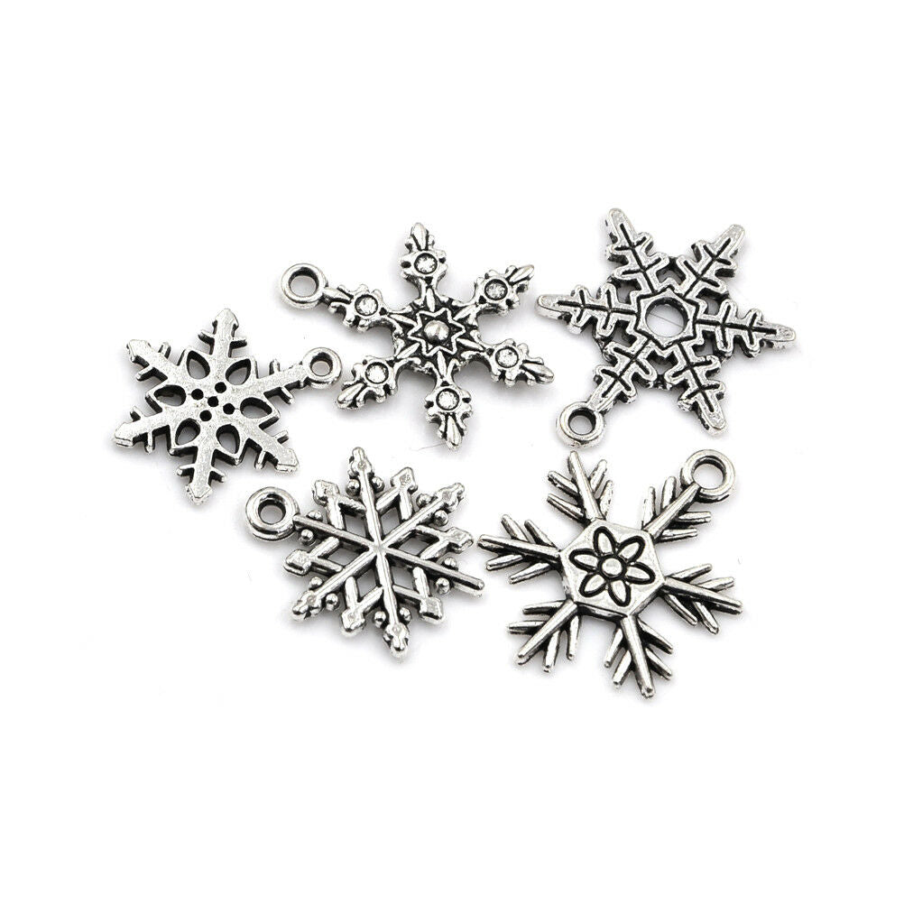 15pcs Tibetan Christmas Snowflake Charm Pendant Diy Necklace Bracelet Cra.l8
