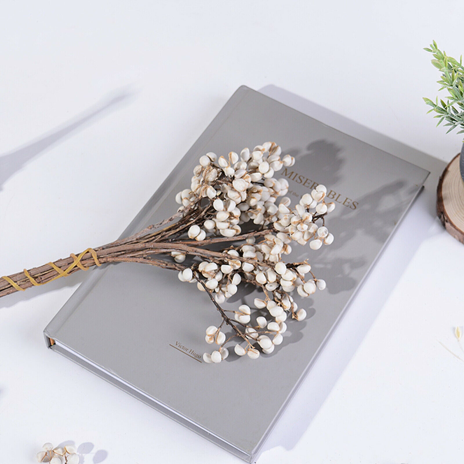 Cotton Ball Stems Plants Branches Floral Arrangement Farmhouse Wedding Home