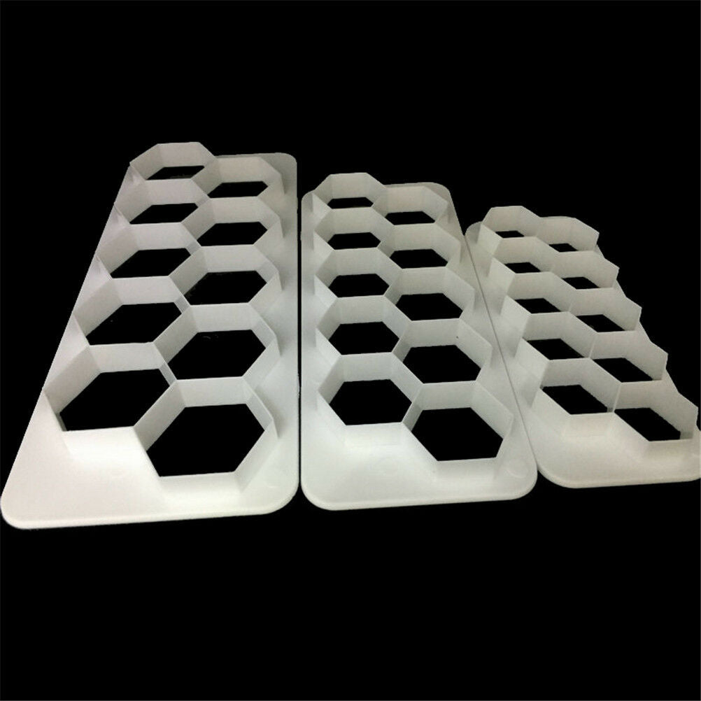 3pcs Geometry Hexagon Fondant Cookie Cuttter Fondant Mold Cake Decorating.l8